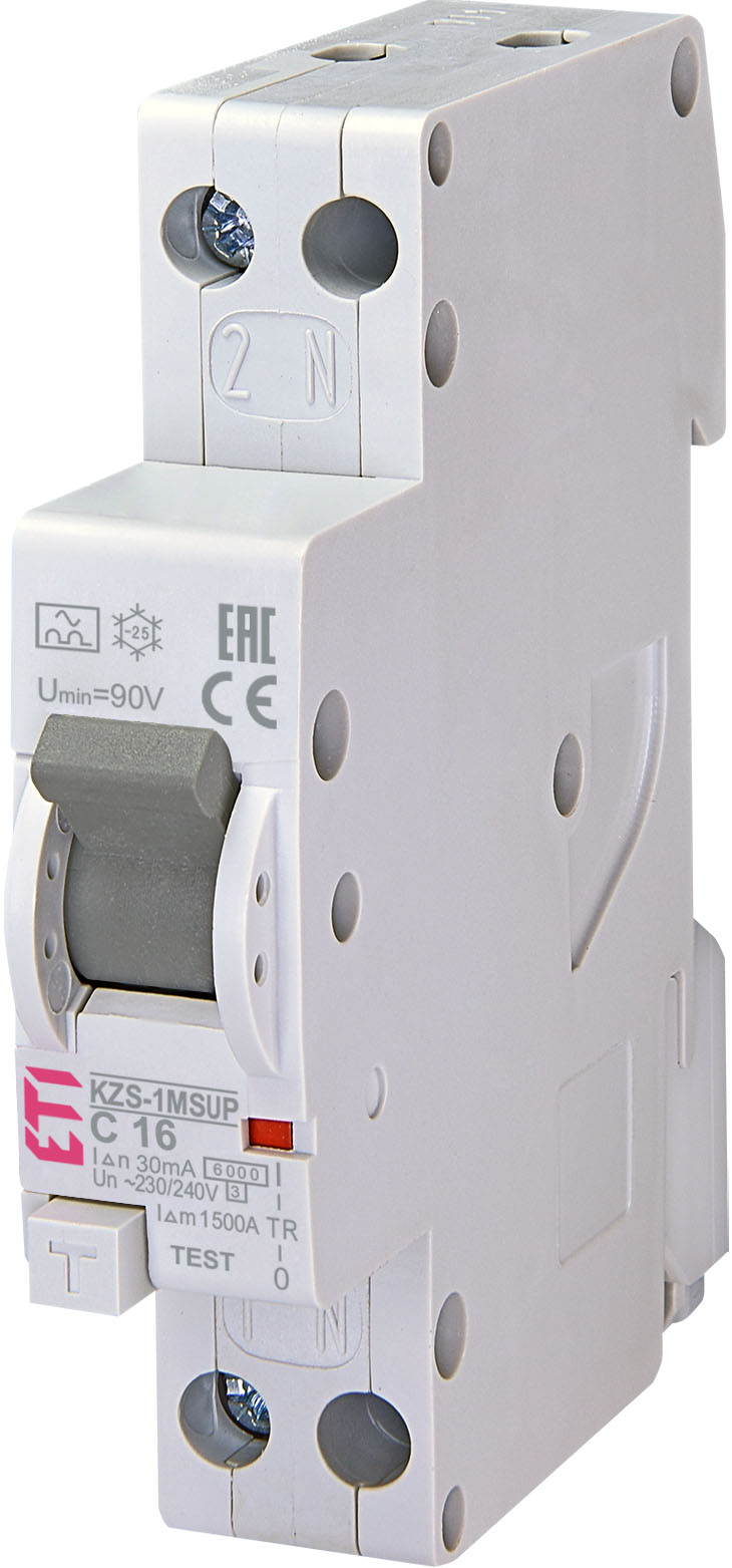 Диффер. автоматический выкл. KZS-1M SUP C 16/0,03 тип A (6kA) (верхн. подключ.)