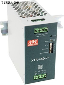 XTR-480-24 Источник питания AC-DC 3ф 24В 20А 480Вт DIN-рейка MEAN WELL
