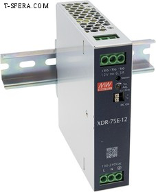 XDR-75E-24 Источник питания AC-DC 24В 3.2А 75Вт DIN-рейка MEAN WELL