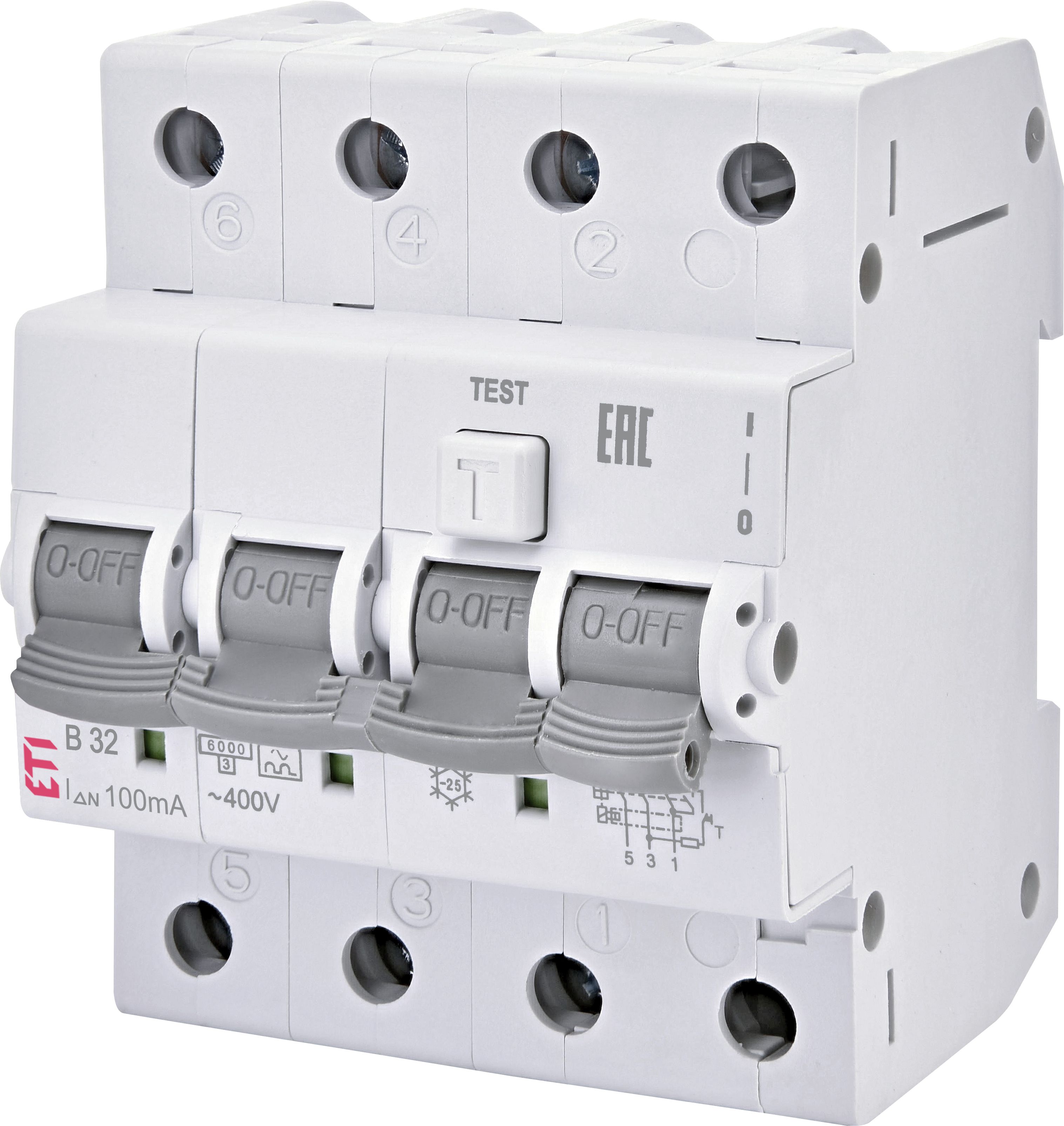 Диффер. автоматический выкл. KZS-4M 3p+N C 25/0,03 тип A (6kA)