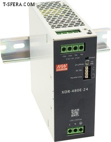 XDR-480E-24 Источник питания AC-DC 24В 20А 480Вт DIN-рейка MEAN WELL