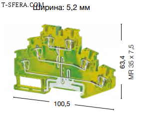 337220 Пружинная клемма серии  SRD 6ET (Желто-Зеленый) Земля Klemsan