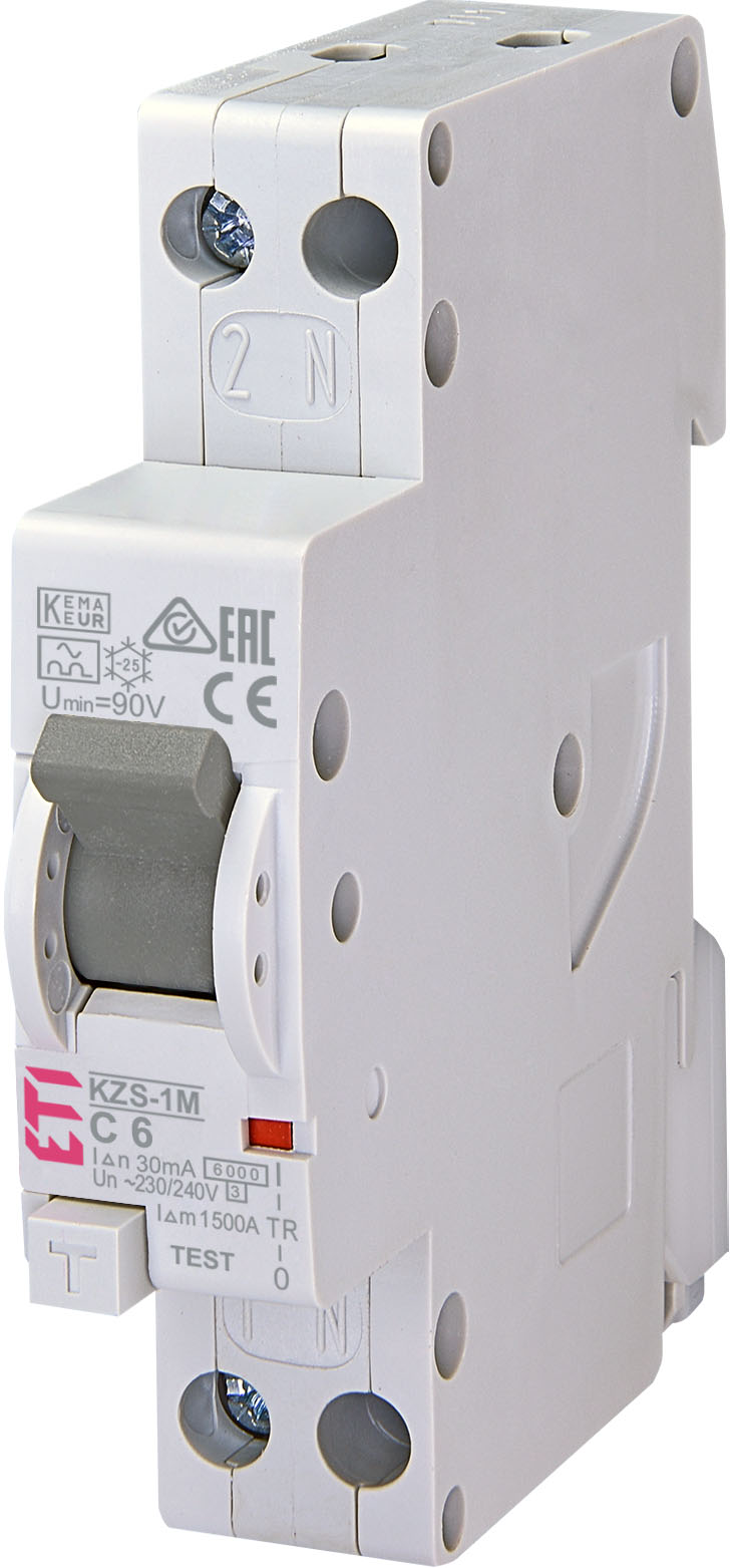 Диффер. автоматический выкл. KZS-1M C 6/0,03 тип A (6kA) (нижн. подключ.)