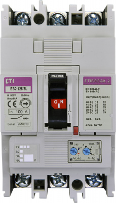 Авт. выключатель EB2 125/3L 125A (25kA, (0.63-1)In/(6-10)In) 3P
