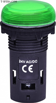 Лампа 24V AC/DC (зеленая). LED  ECLI-024C-G 