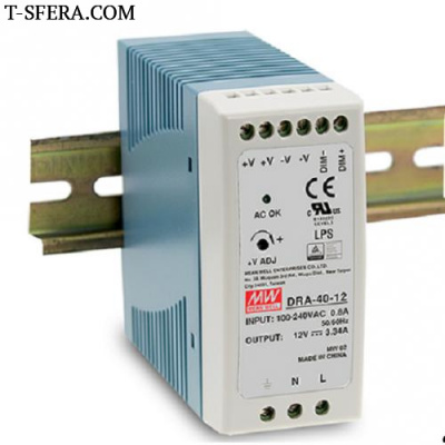 DRA-40-12 Источник питания AC-DC 12В 3.34А 40Вт DIN-рейка MEAN WELL