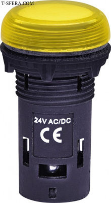 Лампа 24V AC/DC (желтая) LED  ECLI-024C-Y 