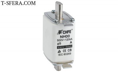 NH00-160GG Предохранитель NH00, 160A, 500VAC, 120kA, тип gG
