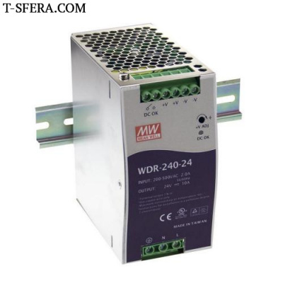 WDR-240-48 Источник питания AC-DC 48В 5А 240Вт DIN-рейка MEAN WELL