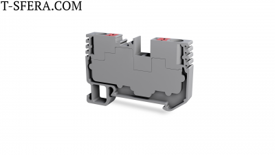 Клеммник на DIN-рейку (Push-in) 4 мм² (серый); PFT 4; уп. 100шт.
